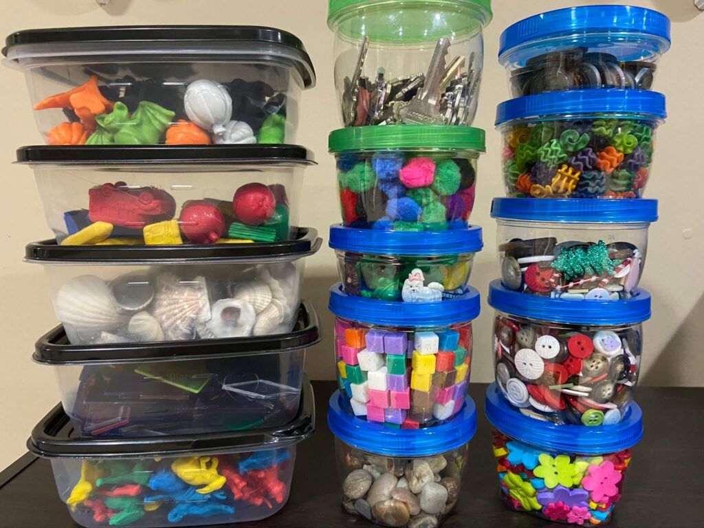 Junk tubs filled with manipulatives