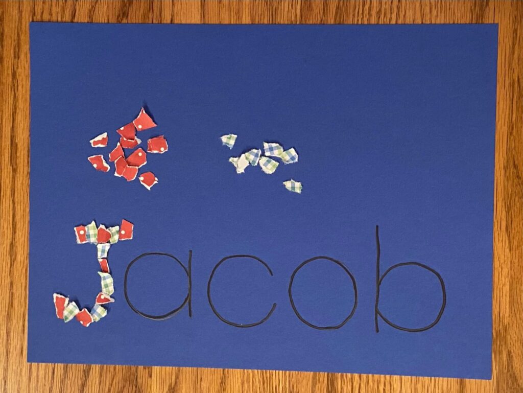 Tearing Paper to help with name recognition
