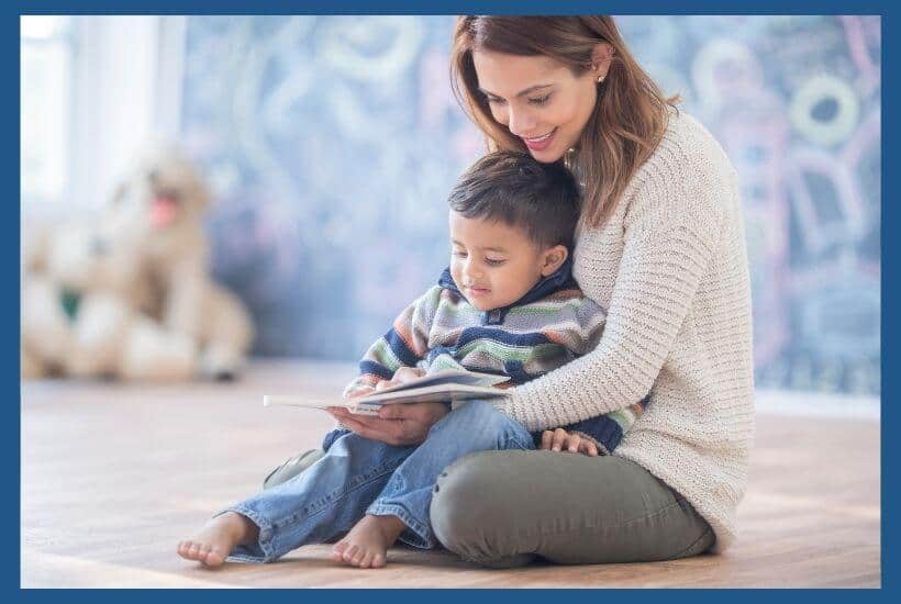 Mom reading a book to a preschooler