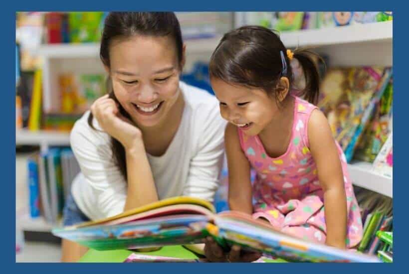 Mom reading Shapes Books to a preschooler