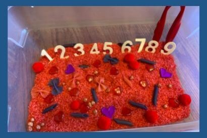 Valentines Counting Sensory Bin