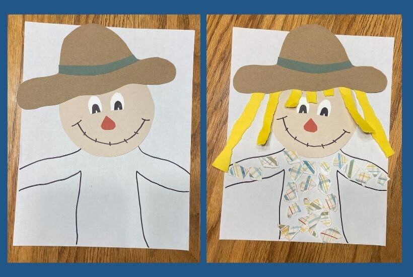 Torn paper scarecrow craft