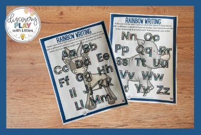 Alphabet Safari for preschoolers rainbow writing