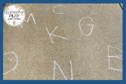 Image of letter practice in the driveway