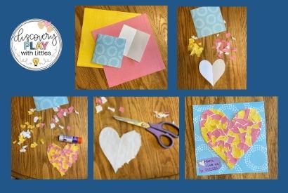 Image of Mother's Day torn paper heart card steps