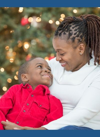 Mom and son on Christmas