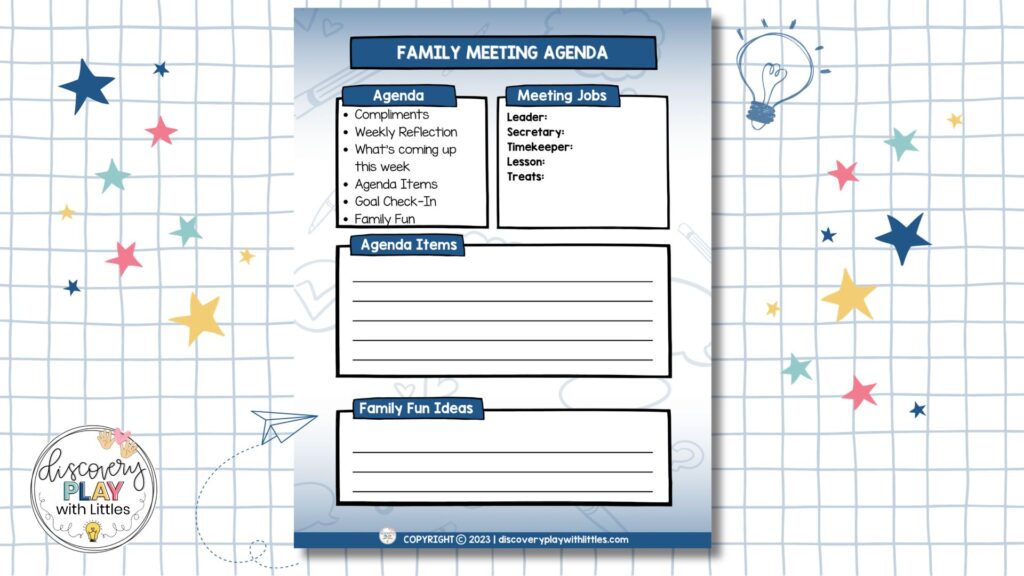 Printable family meeting agenda worksheet